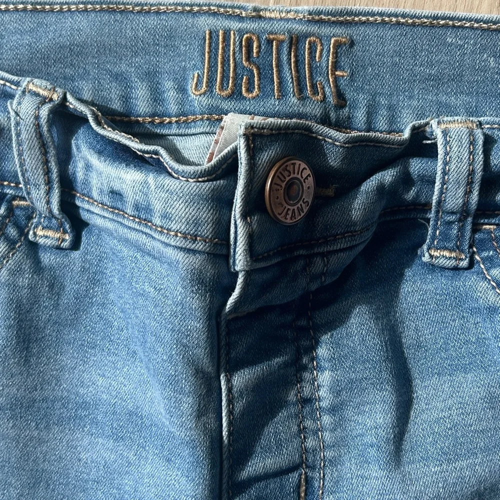 JUSTICE Distressed Mid-Rise Denim Jeans 12 PLUS Casual Stretchy Jeggings